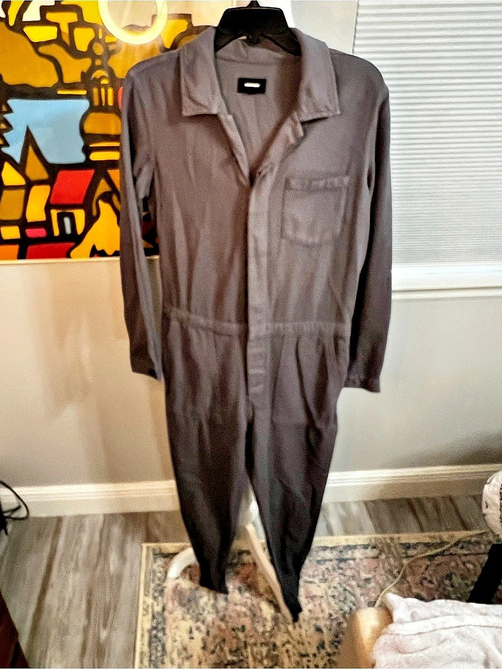 MONROW Utility Button Up Fitted
Jumpsuit in Inca Gray Women's Medium